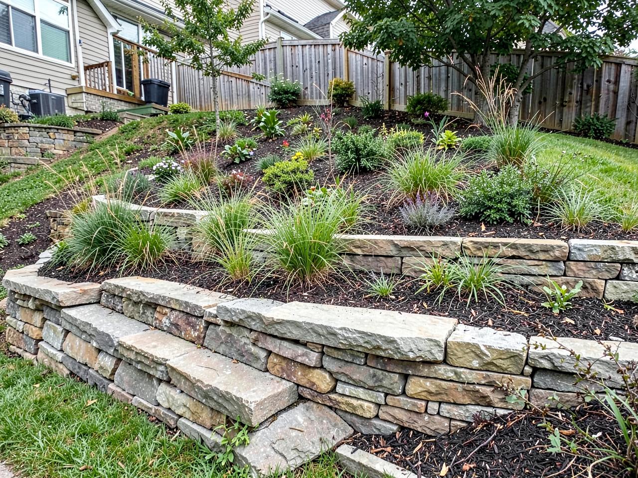 Hillside Stone Terrace, Hardscaping project in Norfolk